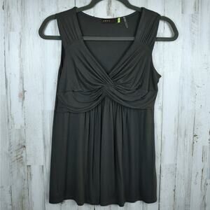 AREA green twisted wrap front drapey rayon sleeveless tank top shirt size small